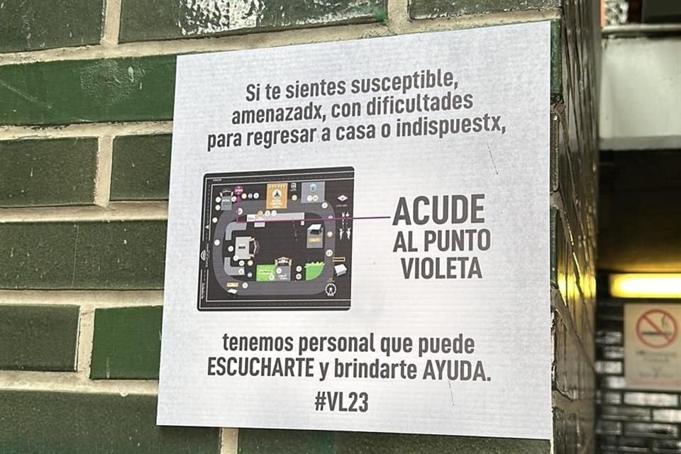 Hay un punto violeta activo en caso de encontrarse en problemas en el festival.