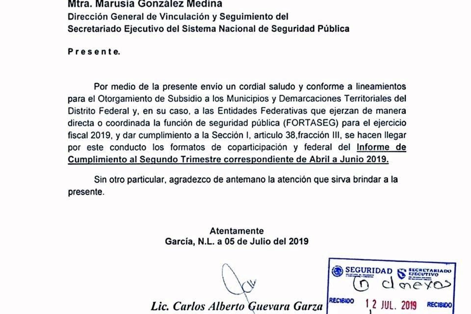 Un documento del Gobierno municipal del 2019 fue firmado por el Alcalde Carlos Guevara como licenciado.