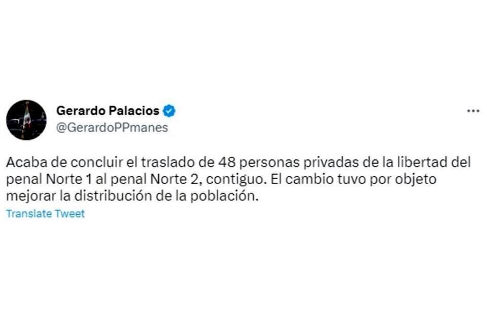 El Secretario de Seguridad compartió la información en su cuenta de Twitter.
