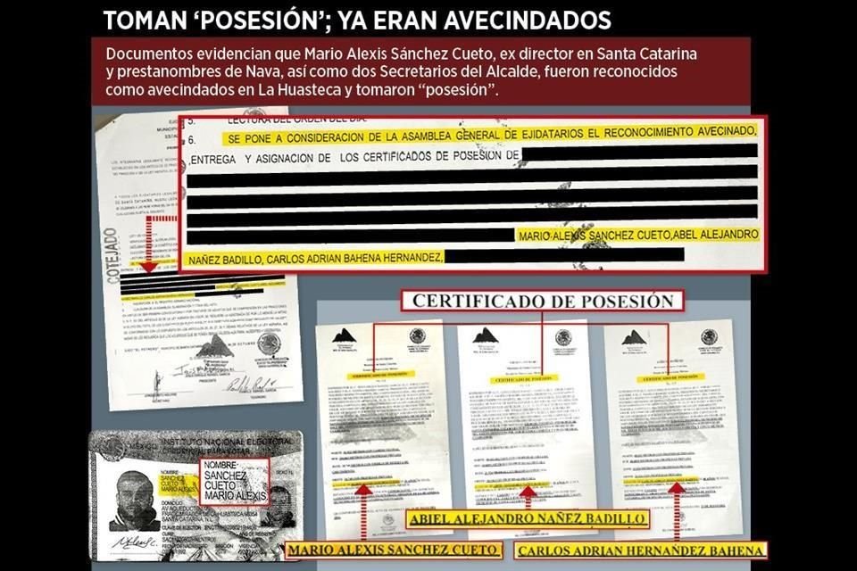 Aunque Jesús Nava y allegados negaron adquirir terrenos en La Huasteca, papeles demuestran que hubo asamblea para reconocerlos como vecinos.