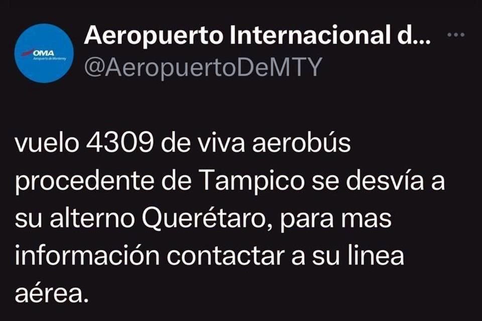 Las fuertes rachas de viento provocó que varios vuelos con destino a Monterrey fueran desviados a otras ciudades. 