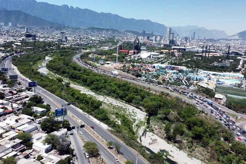 Desde el Par Vial, Constitución-Morones Prieto, también se aprecia la flora que crece en el Río.