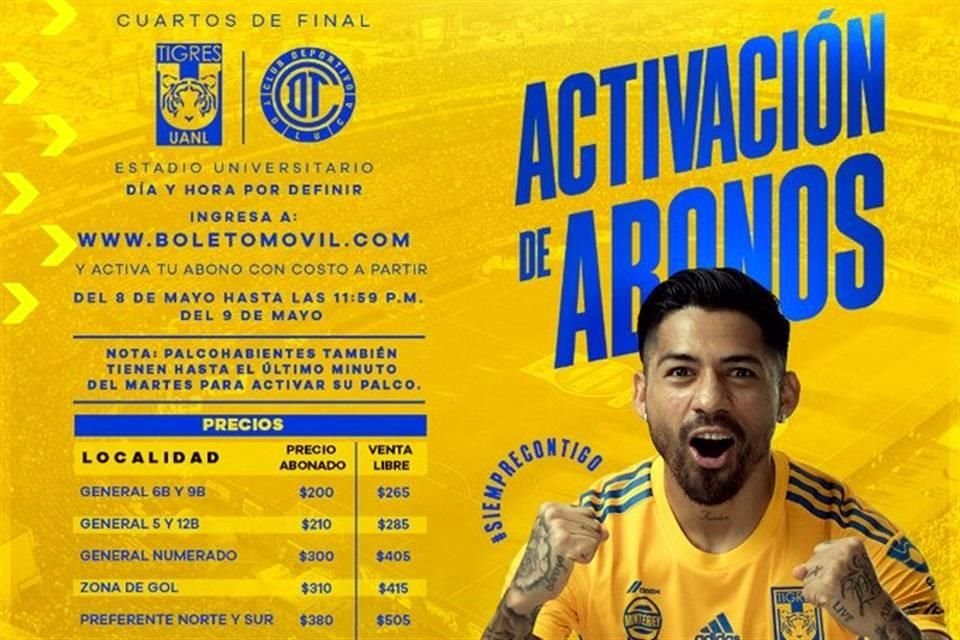 Los Tigres anunciaron la dinámica para los abonados que asistirán al duelo ante Toluca.