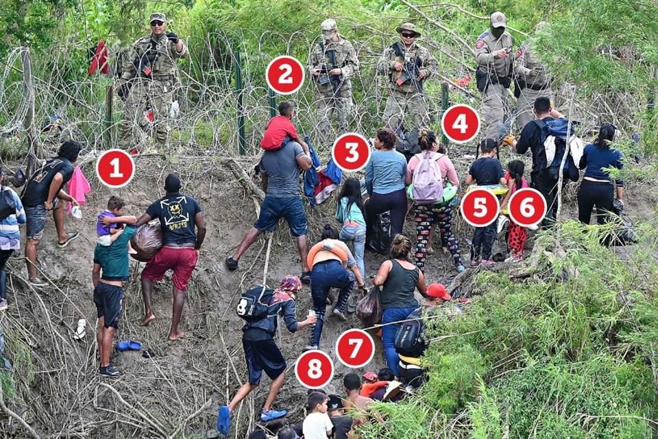 Ayer en Matamoros, un grupo de migrantes buscaba asilo con sus hijos por delante.