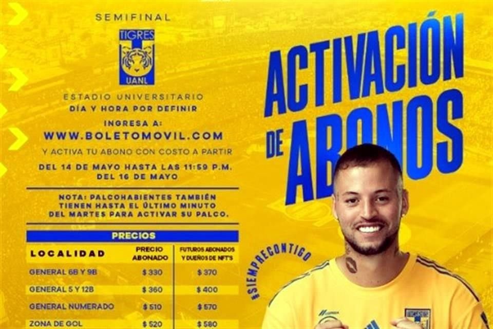 Tigres anunció este domingo su activación de abonos.