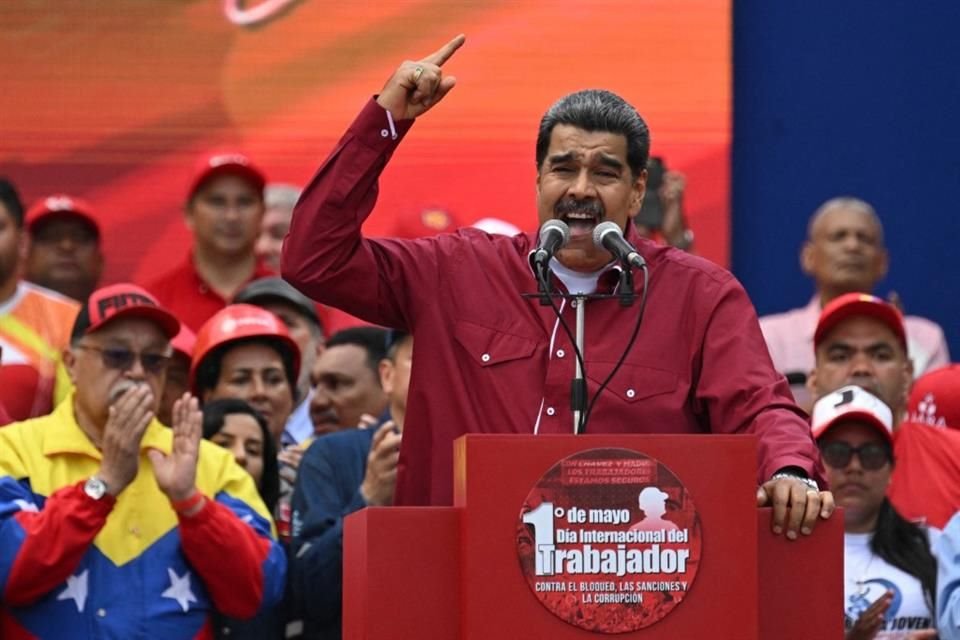 El Presidente de Venezuela Nicolás Maduro durante un discurso por el Día del Trabajador, el 1 de mayo del 2023.