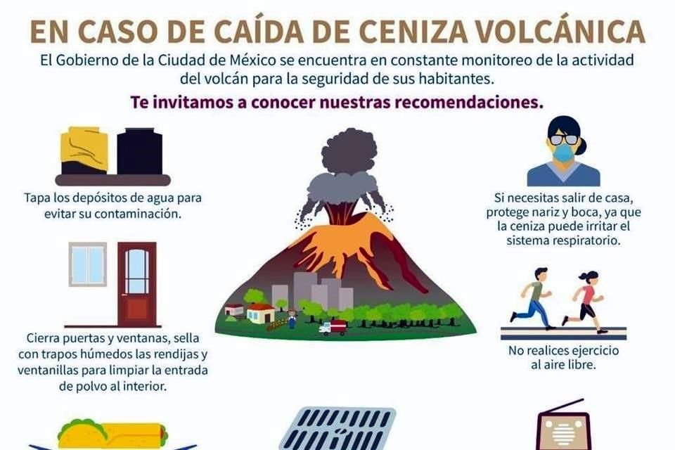 Por cambio a Fase 3 del semáforo amarillo de alerta volcánica, la Jefa de Gobierno alertó por el riesgo de caída de ceniza en la Capital.