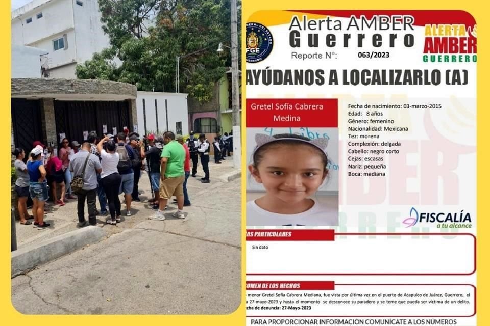 Gretel Sofía fue vista por última vez ayer en una tienda de conveniencia en Acapulco, junto con una prima.