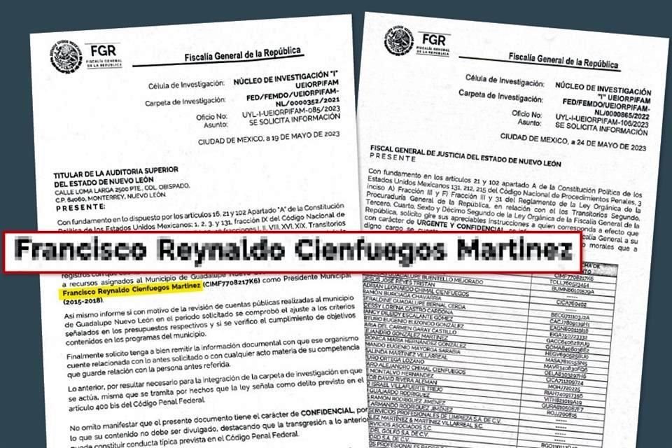 La petición de información a la Fiscalía General menciona a Cienfuegos, sus socios, familiares y empresas.