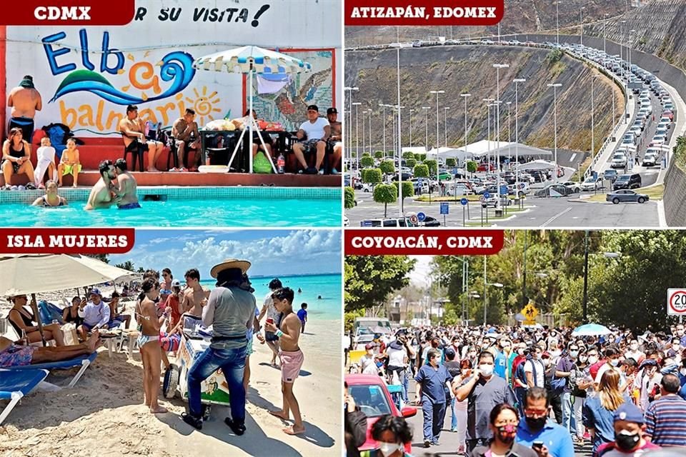 Mientras algunas playas y balnearios lucieron llenos en vacaciones, otras multitudes en Valle de México padecieron por vacuna contra Covid.