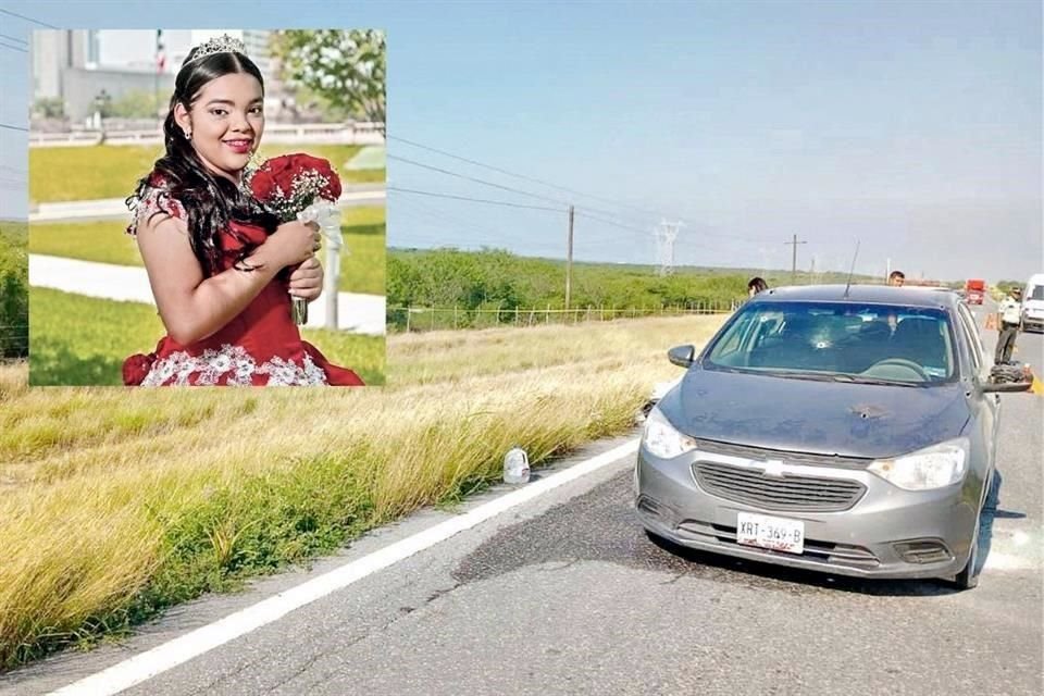 Cirely Nahiobe Núñez Ortega (recuadro) viajaba con su familia de Monterrey a Tamaulipas cuando un grupo armado les disparó sin motivo, en la Carretera a Reynosa.