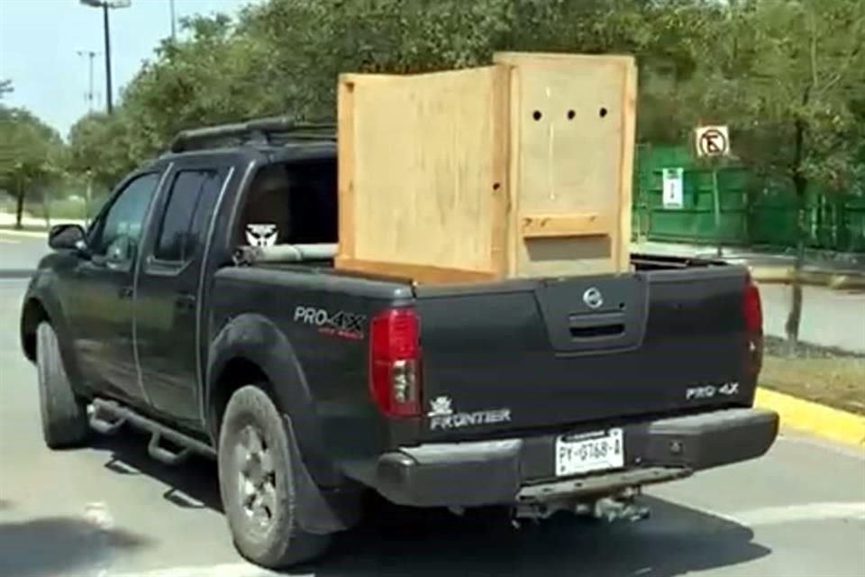 Una camioneta con una jaula que presuntamente llevaba un animal fue vista retirándose por un punto distinto al que se encontraban activistas.