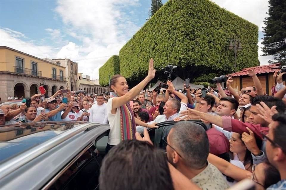 Claudia Sheinbaum estuvo de gira en Moroleón, Guanajuato.