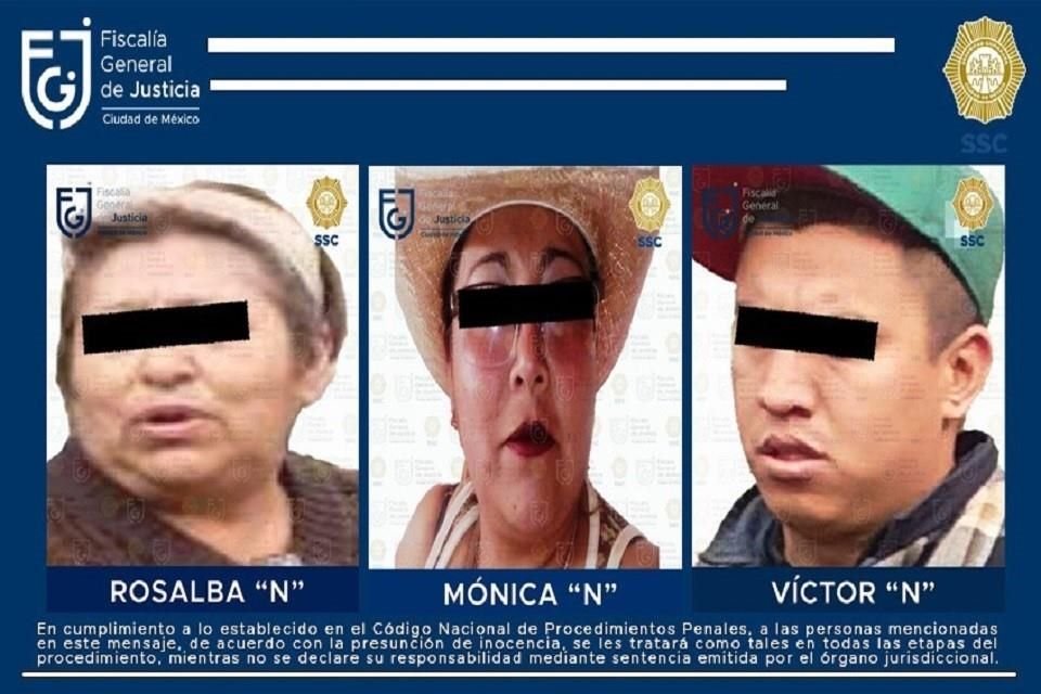 Se logró la detención de Rosalba 'N', Mónica 'N' y Víctor Armando 'N', quienes junto con los indicios quedaron a disposición del agente del Ministerio Público.