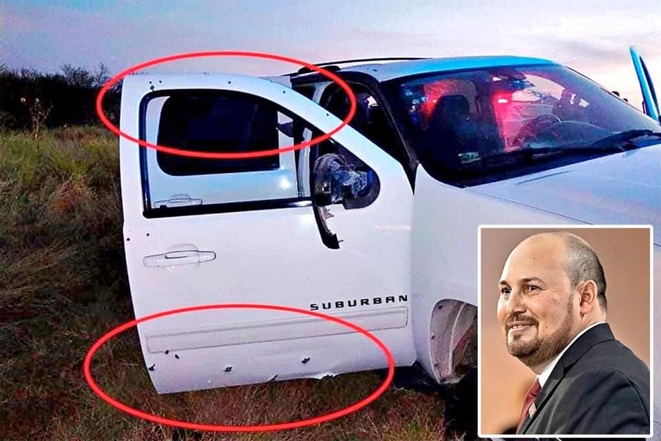 Por el ataque al convoy del Secretario, la puerta del copiloto de una camioneta blindada en la que se desplazaban escoltas quedó con al menos 15 orificios de bala.