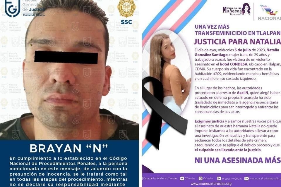 Brayan Axel 'N', el sospechoso del transfeminicidio, fue detenido tras el hecho registrado el 5 de julio.