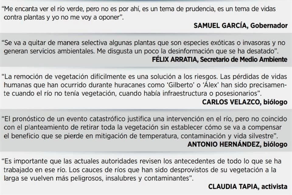 El plan para retirar vegetación del Río Santa Catarina, implementado por Conagua y el Estado, está generando posturas encontradas de las autoridades y de los ambientalistas.