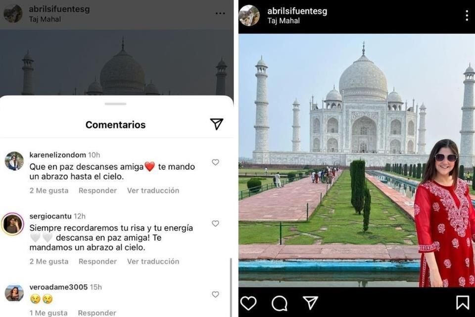 Decenas de comentarios fueron escritos en la imagen de Abril Sifuentes, en el Taj Mahal.