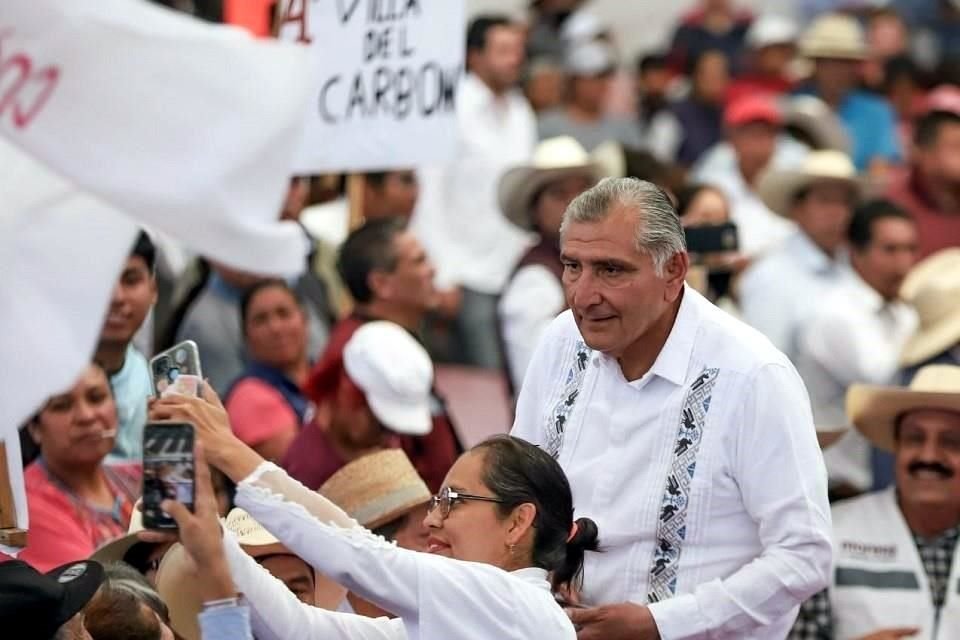 Adán Augusto López en el mitin que encabezó en el Municipio de Jilotepec, Estado de México.