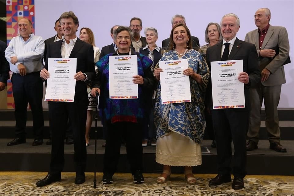 Xóchitl Gálvez, Beatriz Paredes, Santiago Creel y Enrique de la Madrid son los aspirantes del Frente que pasaron a la segunda ronda del proceso que definirá al candidato presidencial de Oposición.