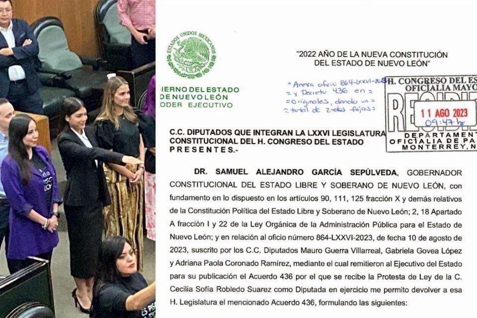 El documento fue entregado hoy a las 9:47 horas en la Oficialía de Partes del Congreso local.