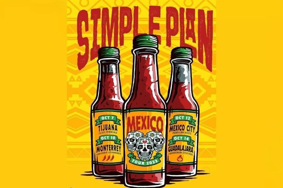 Simple Plan visitará Tijuana, Monterrey, Guadalajara y CDMX durante octubre del 2023.
