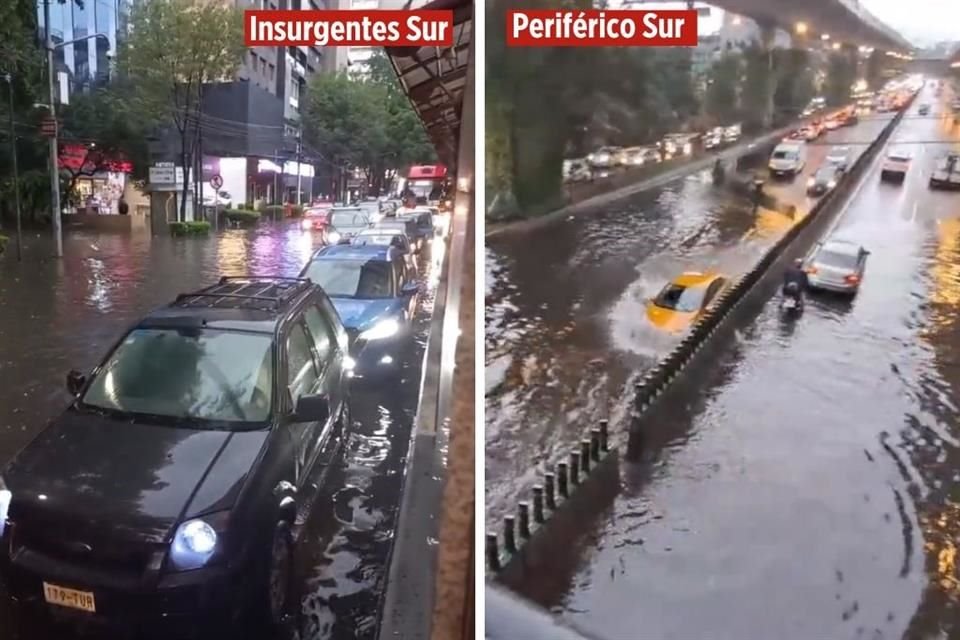 La circulación se vio afectada en vías como Insurgentes Sur y Periférico Sur.