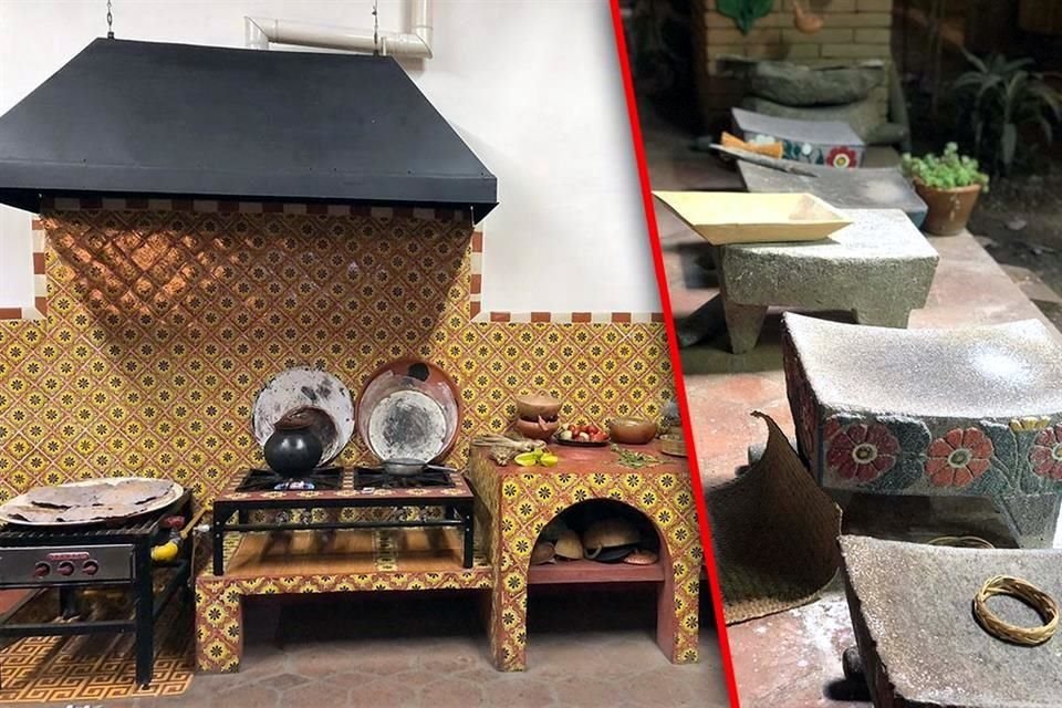 En la cocina de su restaurante Tlamanalli los metates son fundamentales.