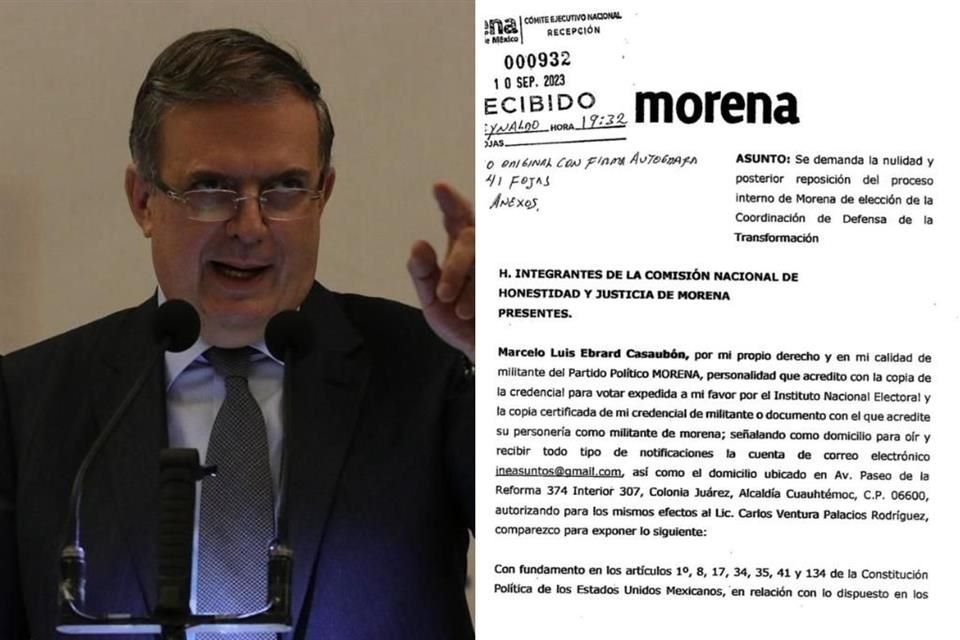 El ex Canciller Marcelo Ebrard impugnó y demandó la reposición del proceso interno de Morena ante la Comisión de Honestidad y Justicia del partido.