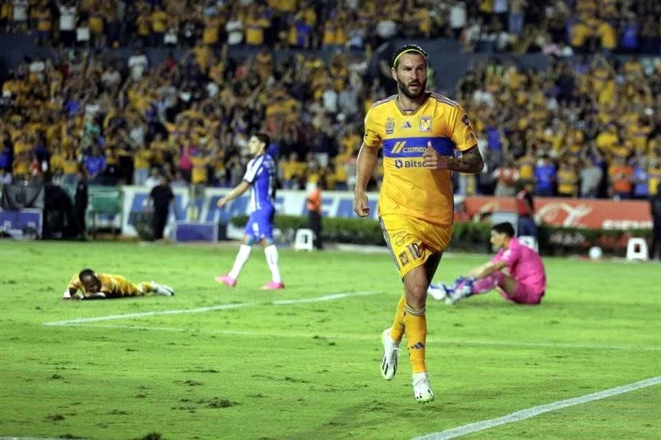 André-pierre Gignac marcó su gol 11 en Clásicos Regios, tras cabecear un centro de Sebastián Córdova.