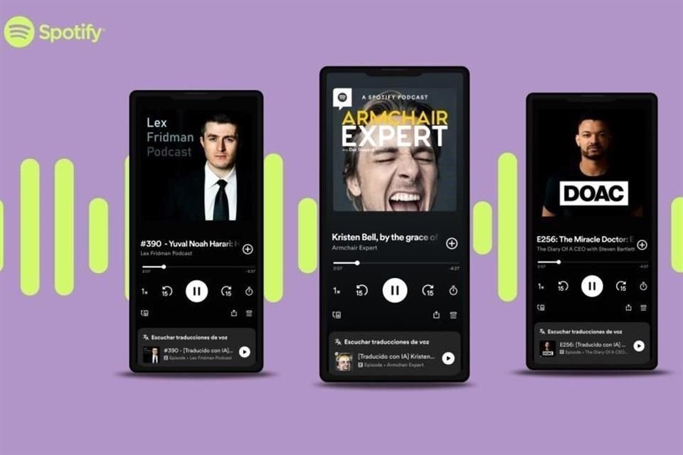 Spotify desarrolló una IA capaz de traducir la voz de podcasters de habla inglesa a distintos idiomas como el español, francés y alemán.