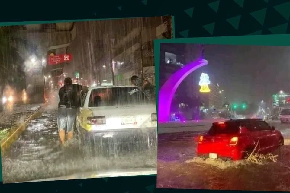 La tormenta encharcó las calles de las colonias Colosio, Llano Largo y Las Cruces, así como la costera Miguel Alemán.