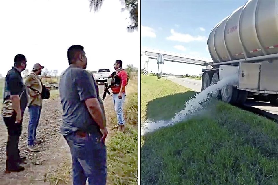 Los criminales tiraron en una brecha la gasolina de las pipas, las cuales fueron detenidas por hombres armados, según videos que los mismos delincuentes publicaron en redes sociales.