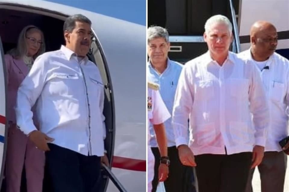 Nicolás Maduro, Presidente de Venezuela, y Miguel Díaz-Canel, Presidente de Cuba, a su llegada a México para la Cumbre migratoria.