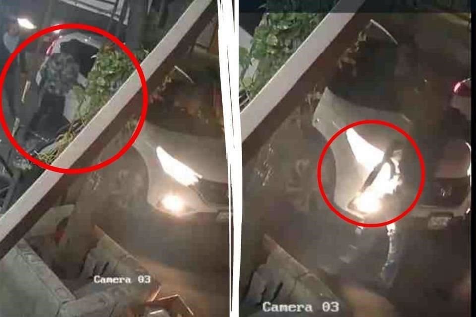 El robo de una camioneta por hombres armados fue captado en video.
