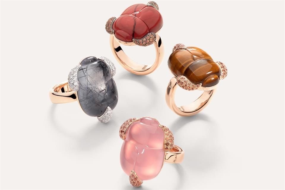 La firma de joyería Pomellato presentó su nueva colección de anillos con temática de escarabajos: 'Scarabeo Di Pomellato'.