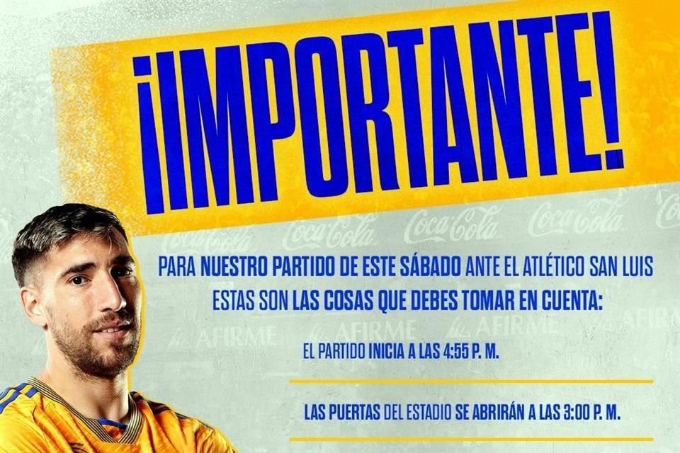 El Club Tigres anunció medidas para su afición debido a los eventos que sucederán en la zona aledaña al Uni.