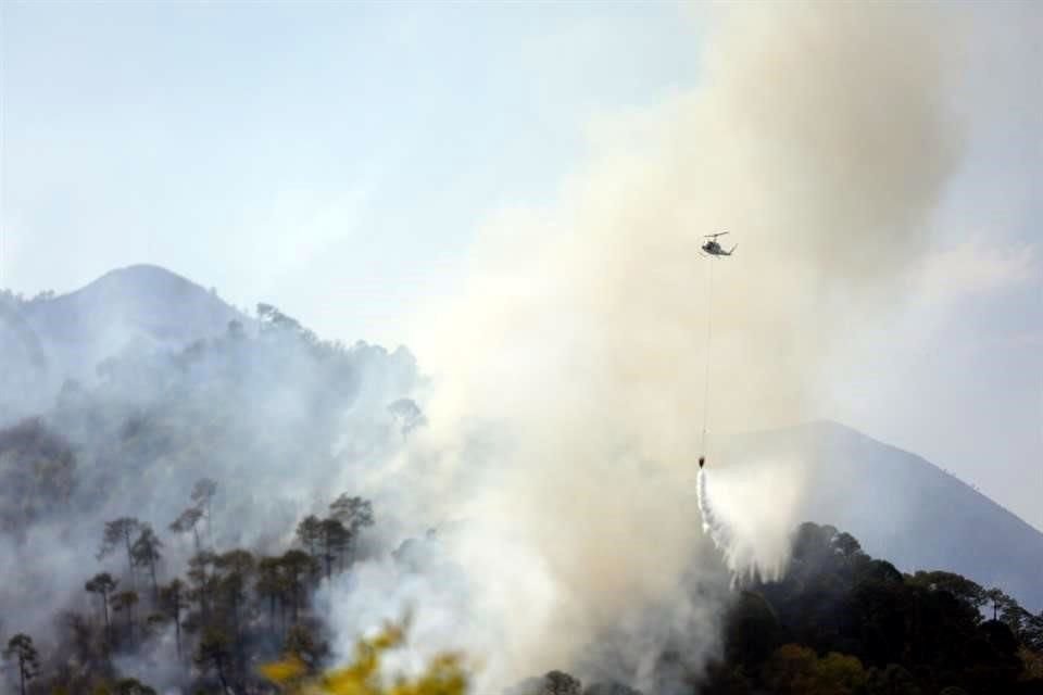 Los brigadistas combatieron el fuego con ayuda de helicópteros.