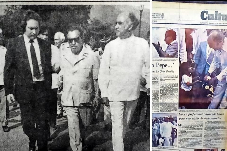 Alberto Santos de Hoyos, el Gobernador Alfonso Martínez Domínguez y el Presidente José López Portillo duante la inauguración de la casa hogar, el 14 de mayo de 1982.