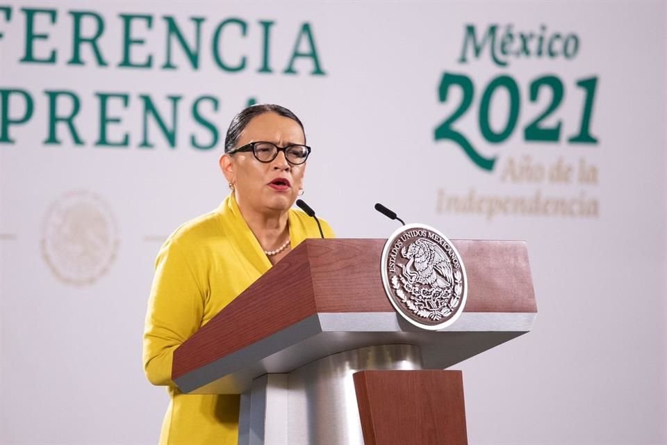 Rosa Icela Rodríguez, Secretaria de Seguridad, en conferencia de prensa.