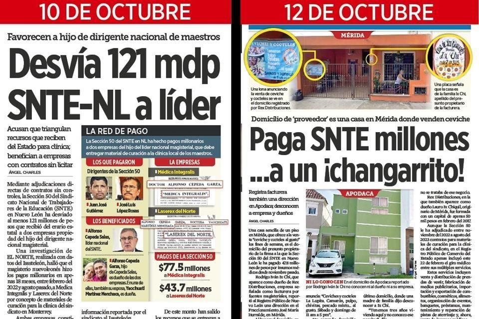 EL NORTE reveló los desvíos desde la Clínica de la Sección 50 hacia empresas del hijo del líder nacional del SNTE.