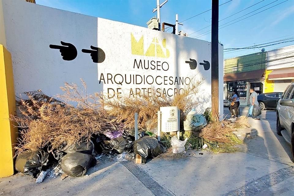 Ramas secas, bolsas de basura y desechos invaden espacios de la plaza ubicada a un lado de la Basílica del Roble, en el Centro.