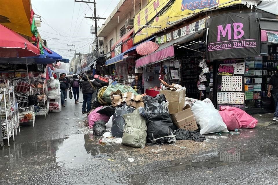 Las montañas de basura obstruyen el paso de los peatones.
