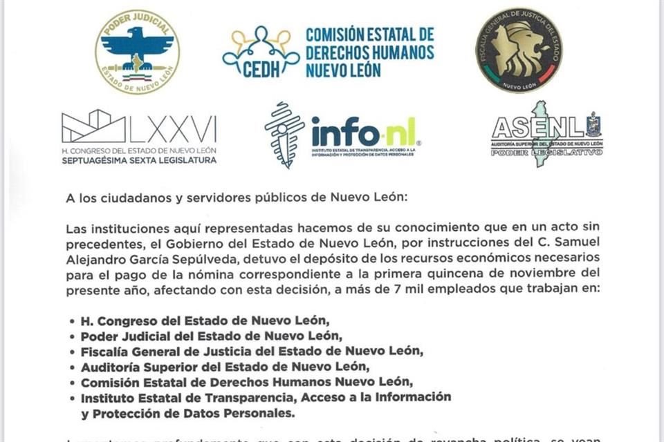 Los titulares de organismos demandaron a García cumplir con carácter de urgente con el depósito de los recursos.