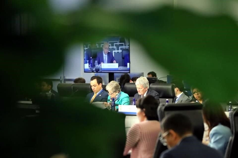 Bárcena durante la reunión ministerial en San Francisco.