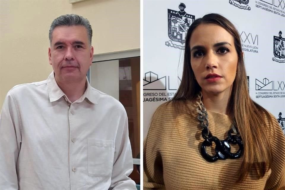 El líder de la bancada de Morena, Waldo Fernández, y la Diputada del PRI, Lorena de la Garza.