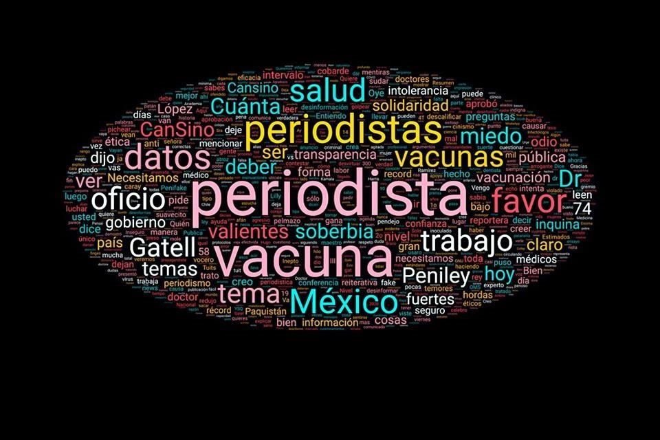 En el caso de Peniley Ramírez y su investigación no todo es oscuridad, pues la siguiente nube de palabras fue extraída de la misma base de datos, donde se aprecia apoyo a la periodista.