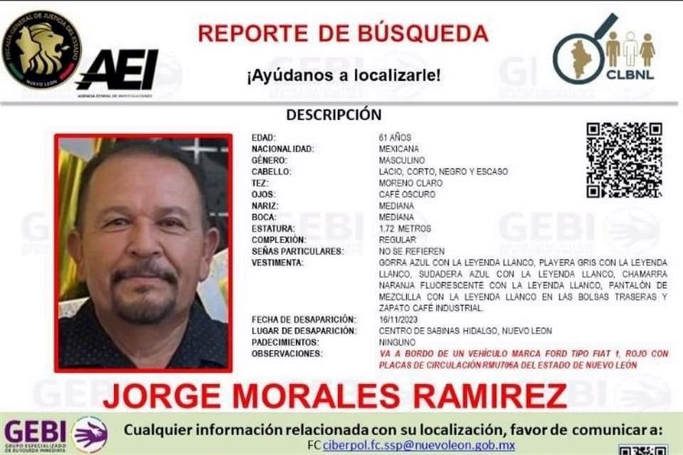 Jorge Morales, de 61 años.