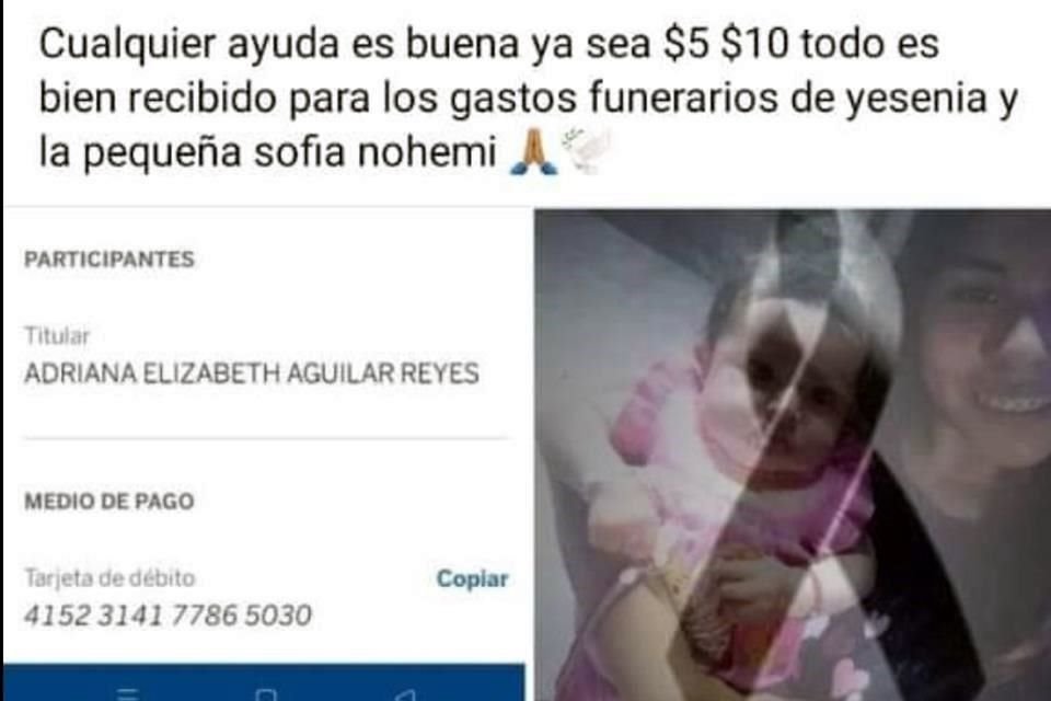 Sus familiares hacen recolecta de $10 y $5 pesos.