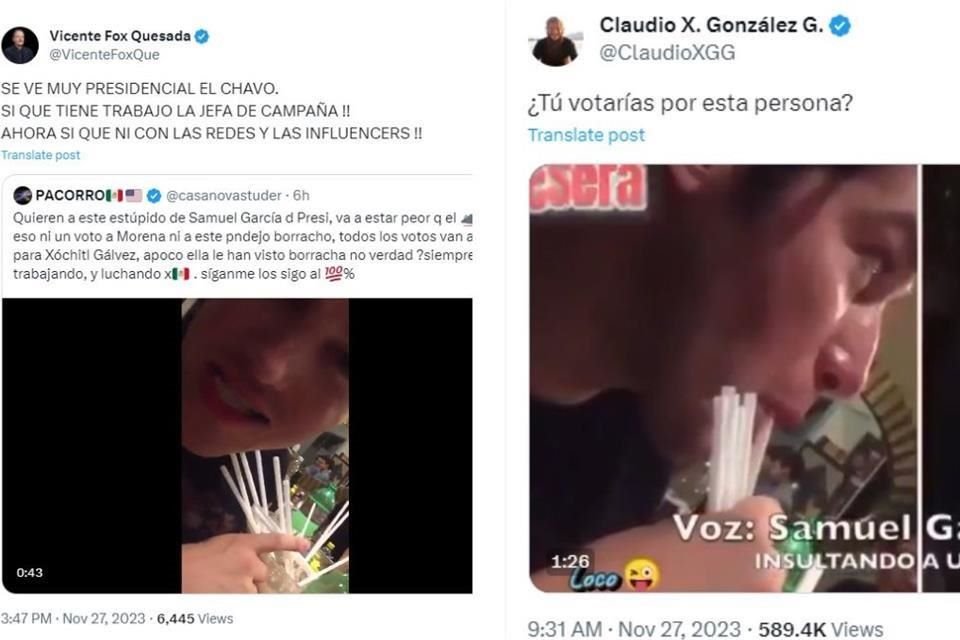 Fox y el activista Claudio X. González subieron el video de Samuel García a sus redes.